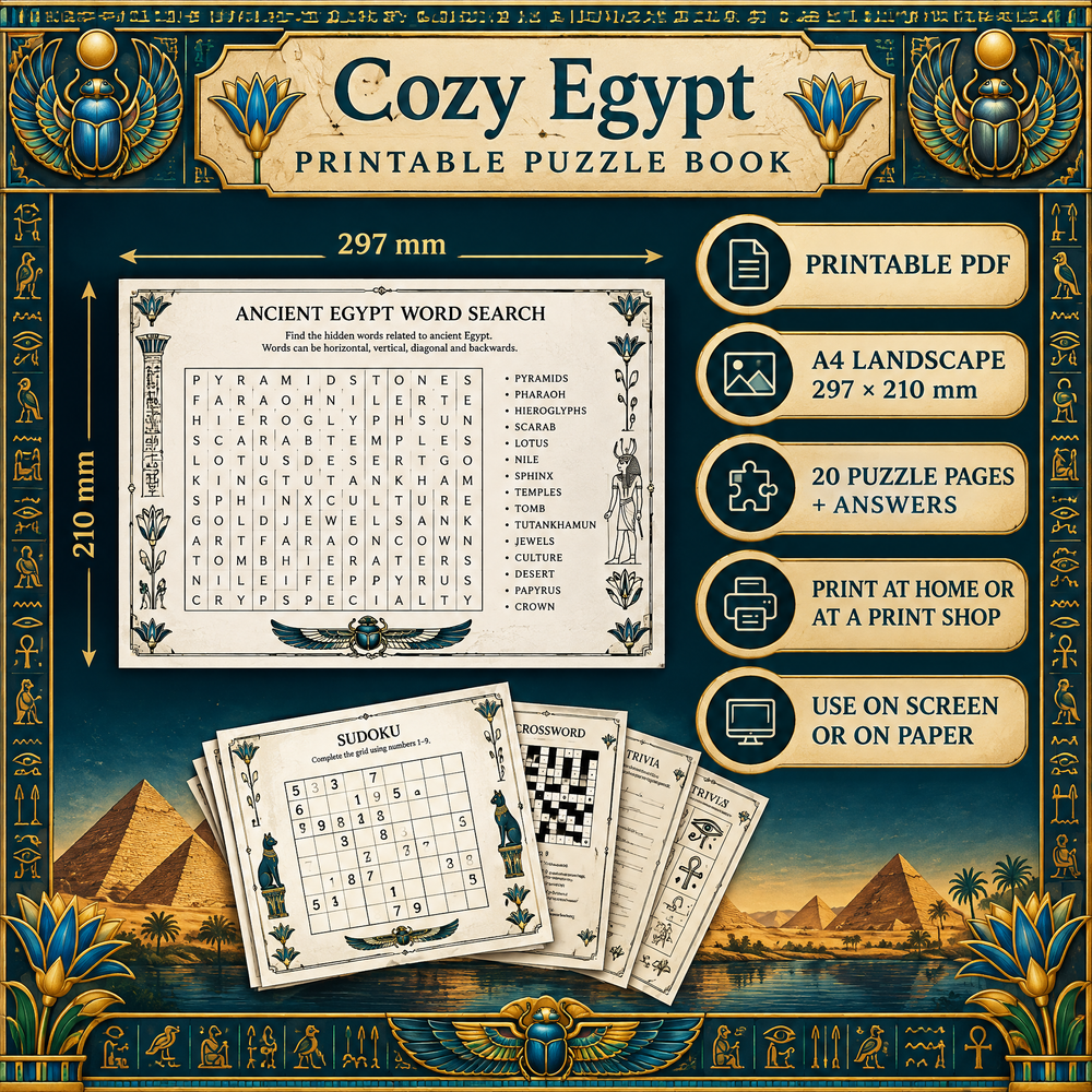 Cozy Egypt: Find the Differences Printable Puzzle Book