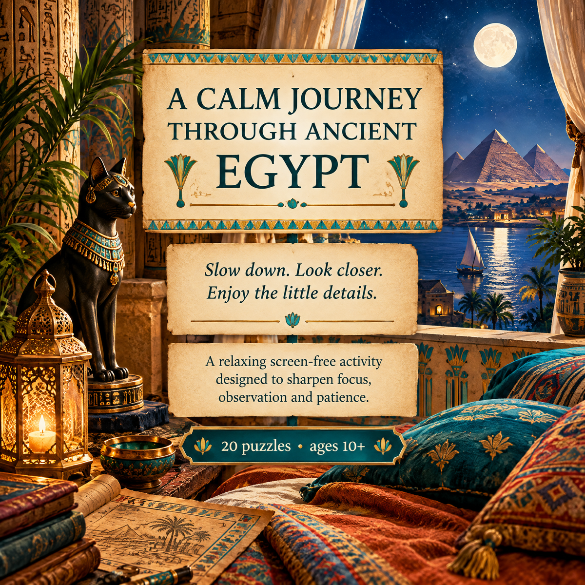 Cozy Egypt: Find the Differences Printable Puzzle Book