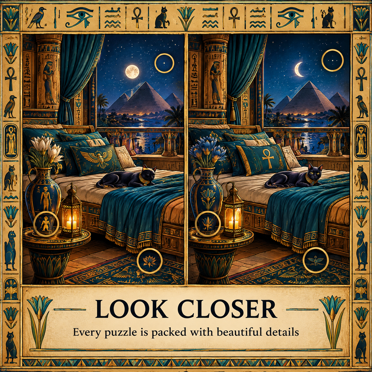 Cozy Egypt: Find the Differences Printable Puzzle Book