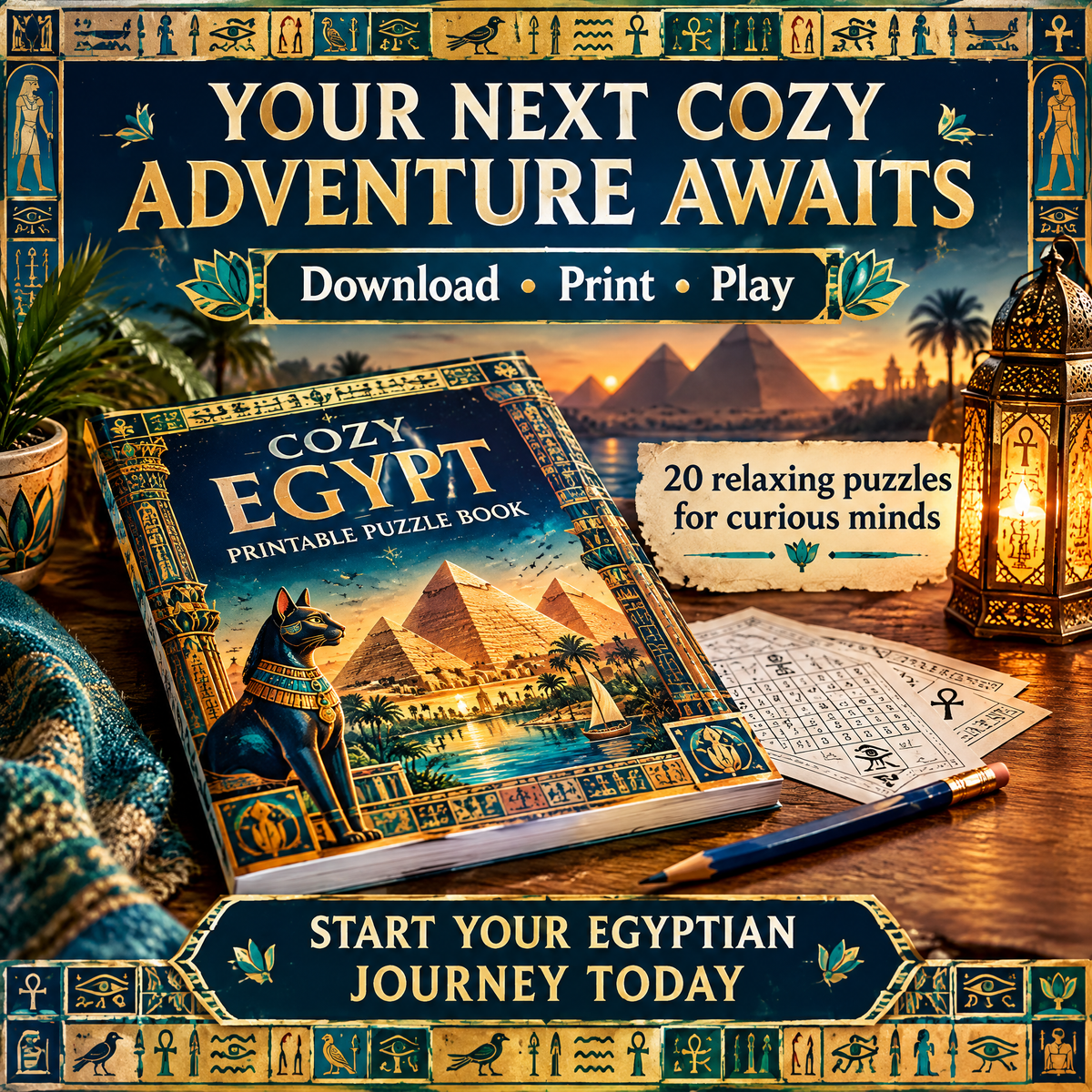 Cozy Egypt: Find the Differences Printable Puzzle Book
