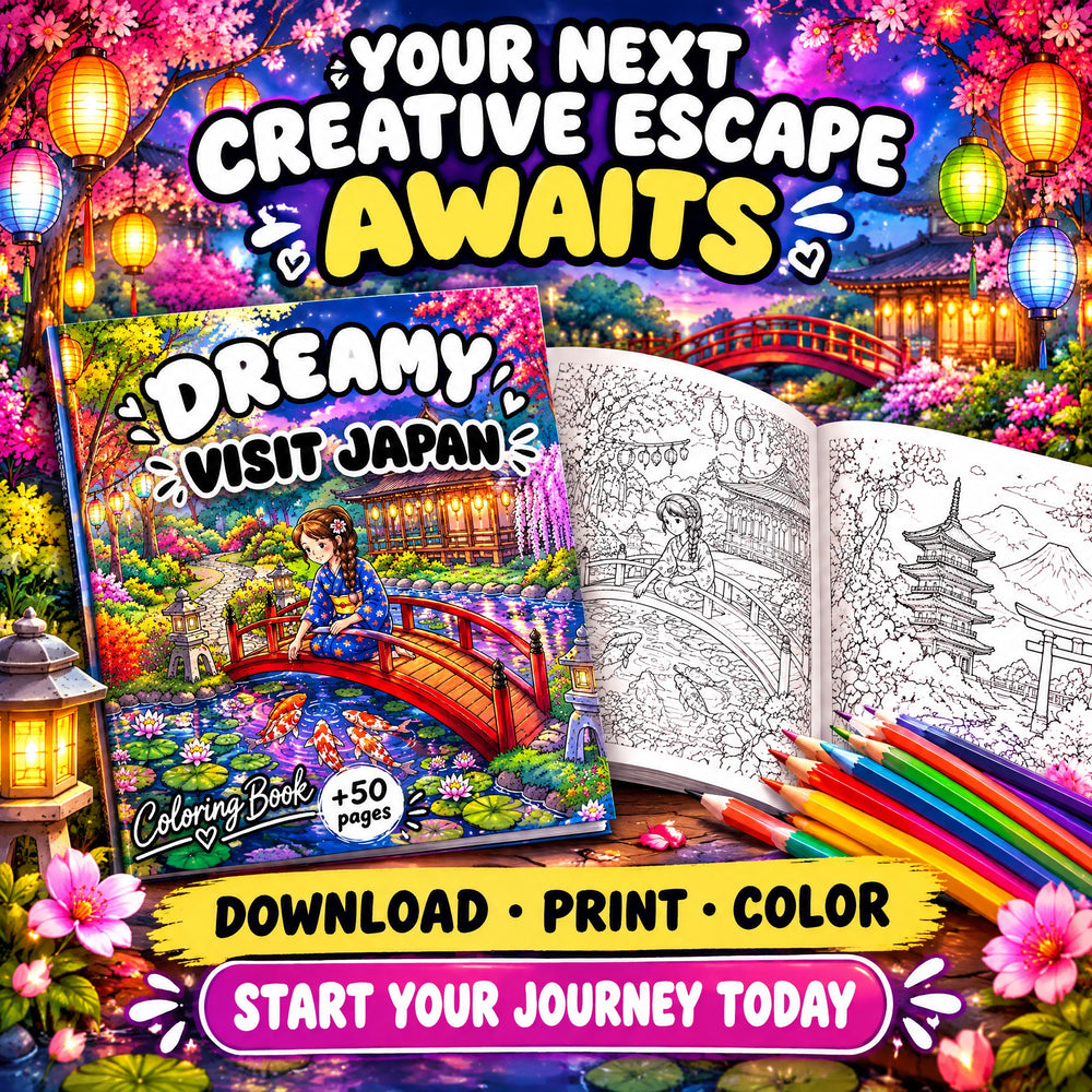 Dreamy Japan: A Magical Japanese Garden Coloring Book – 50+ Pages