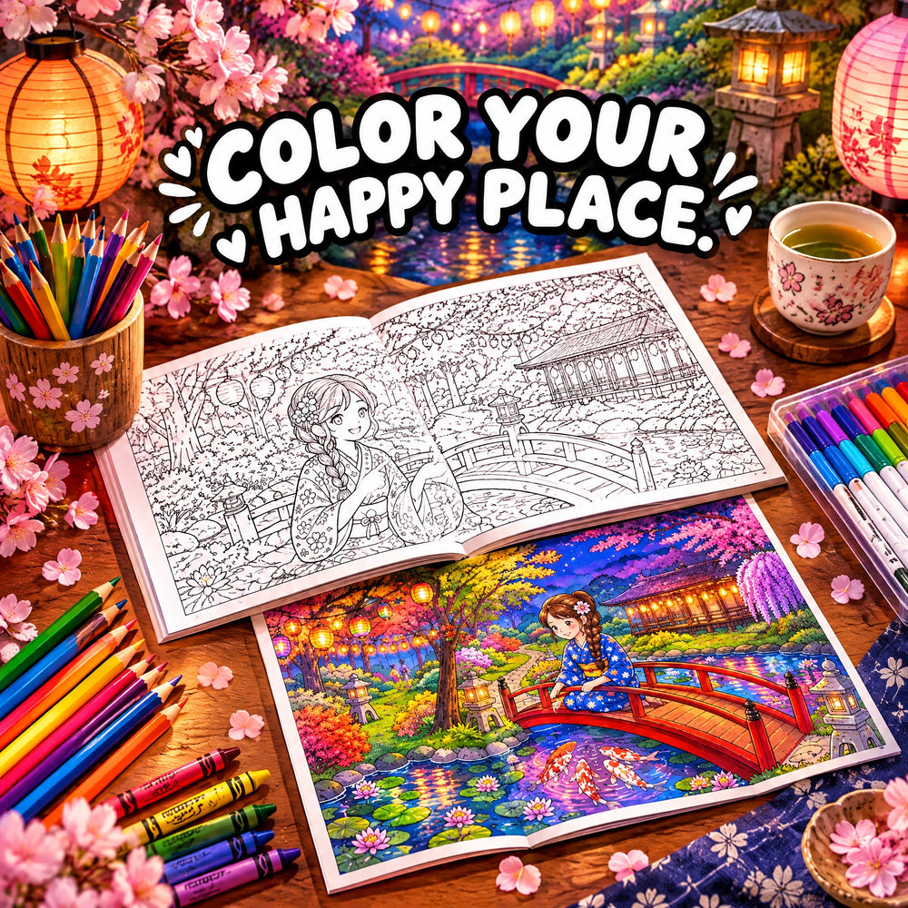 Dreamy Japan: A Magical Japanese Garden Coloring Book – 50+ Pages