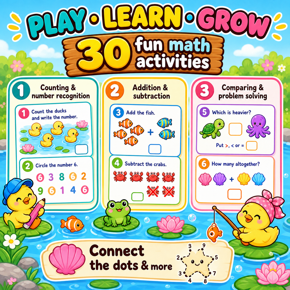 30 Fun Printable Math Activities for Kids Ages 4–7 | English Edition