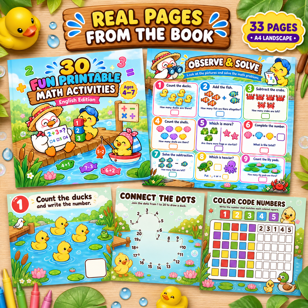 30 Fun Printable Math Activities for Kids Ages 4–7 | English Edition
