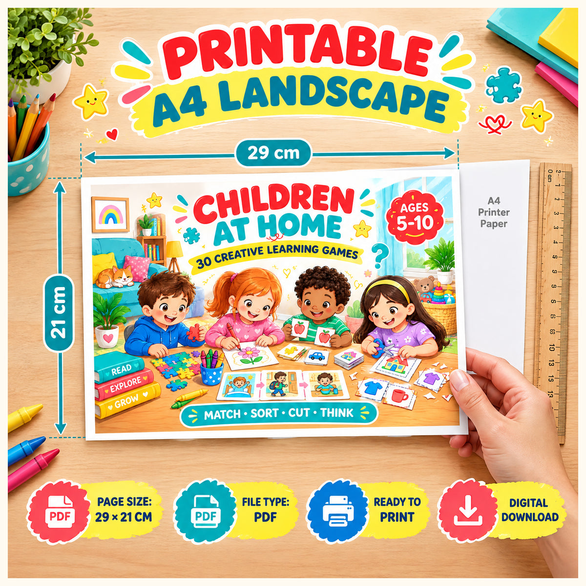 Children at Home 30 Printable Learning Games for Kids Ages 5–10