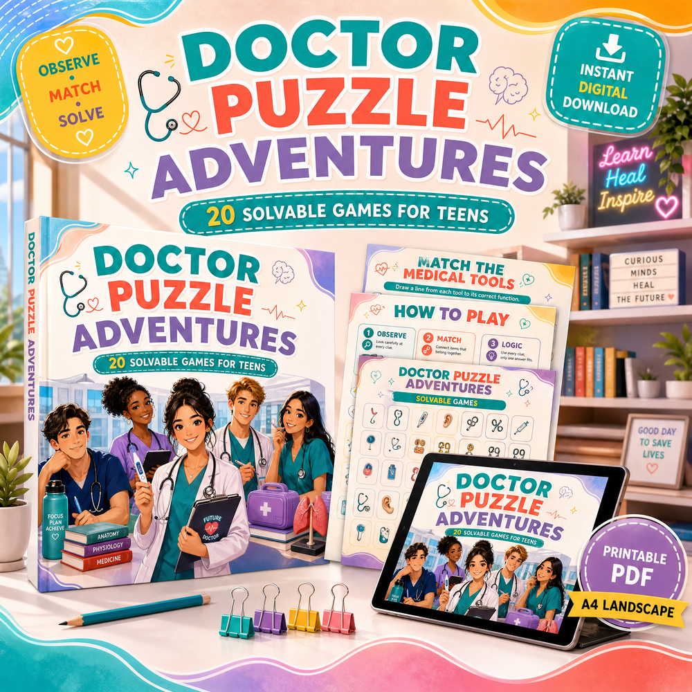 Doctor Puzzle Adventures: 20 Printable Logic Games for Teens