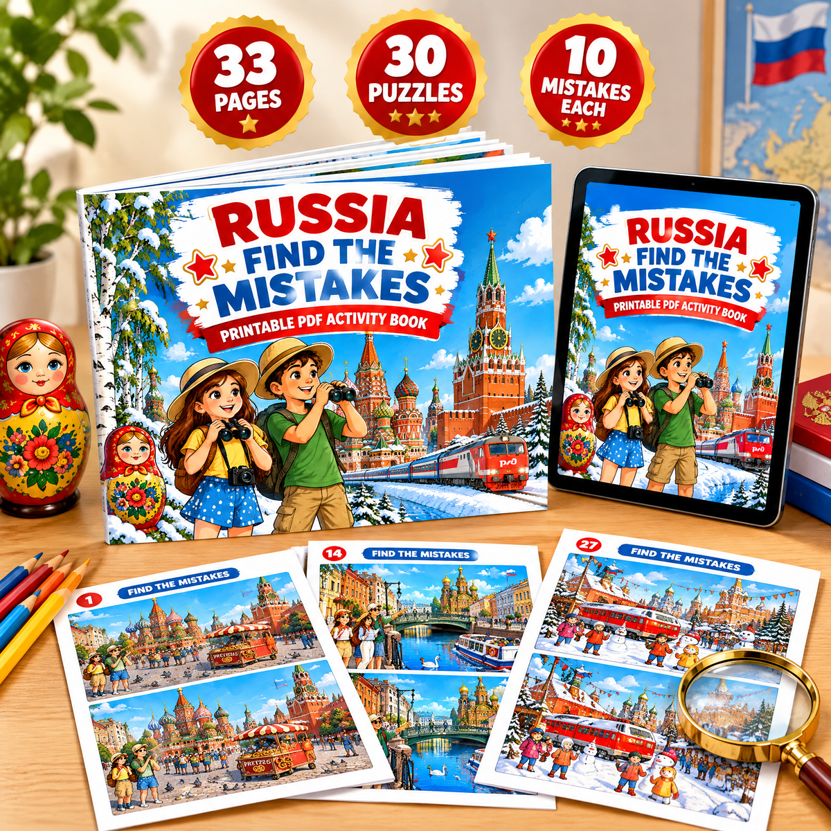 Russia Find the Mistakes – Printable Activity Book
