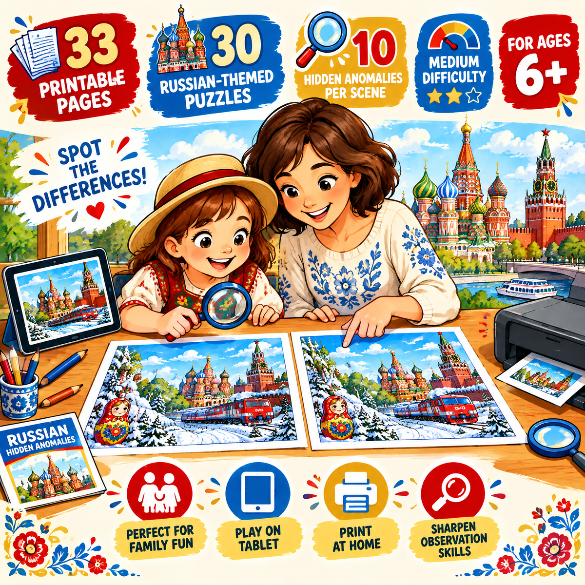 Russia Find the Mistakes – Printable Activity Book