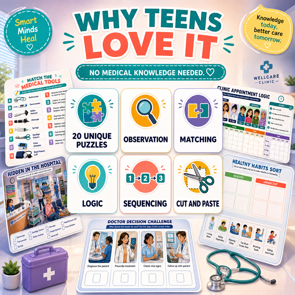Doctor Puzzle Adventures: 20 Printable Logic Games for Teens