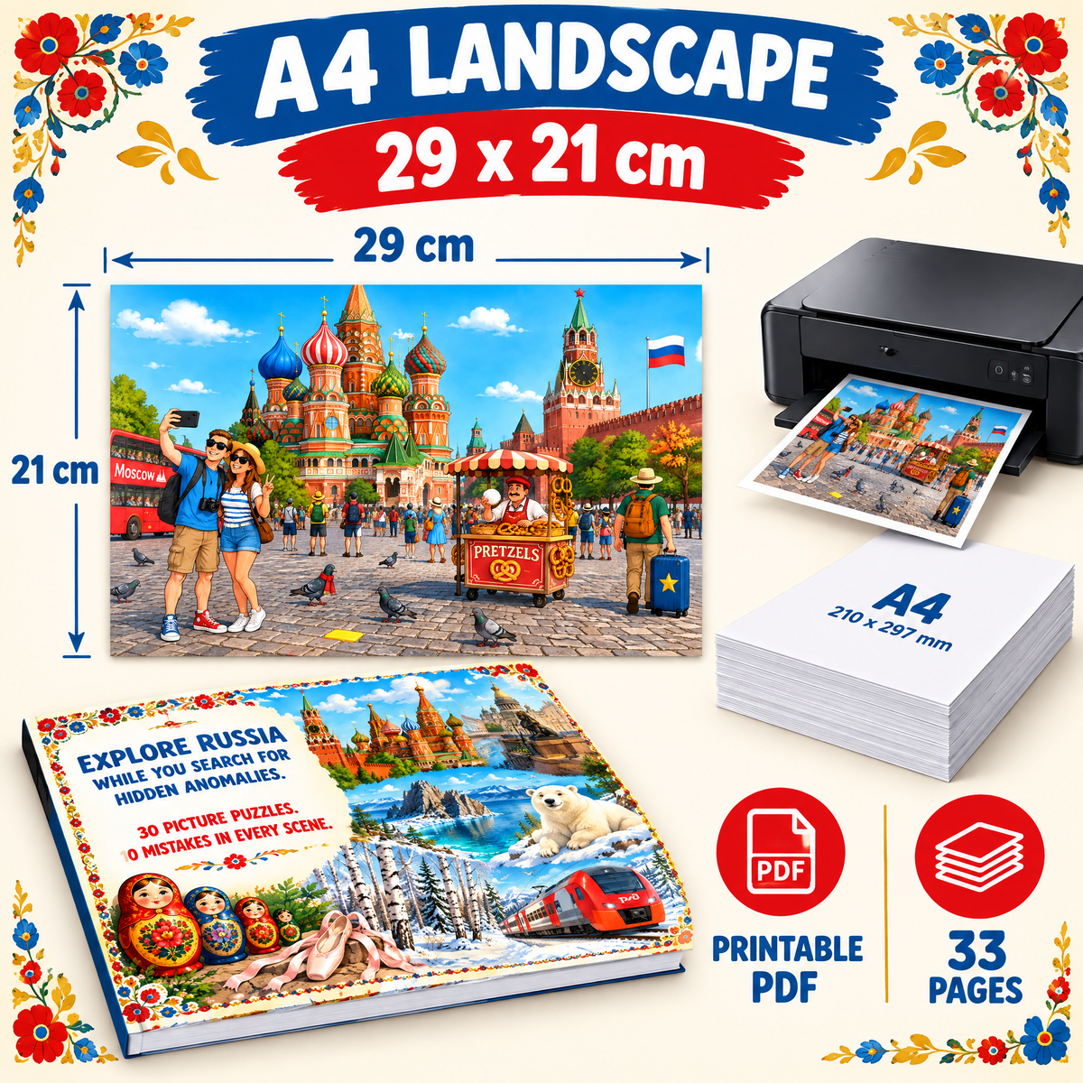 Russia Find the Mistakes – Printable Activity Book