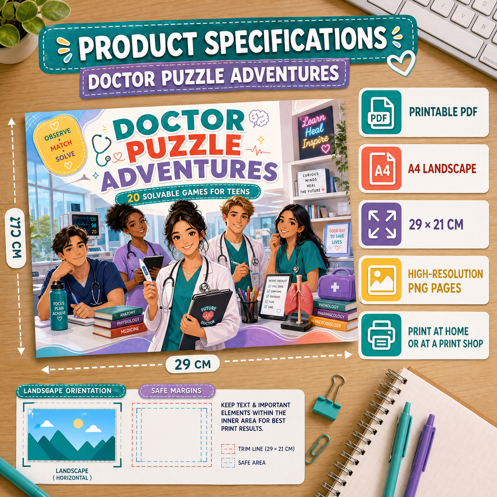 Doctor Puzzle Adventures: 20 Printable Logic Games for Teens