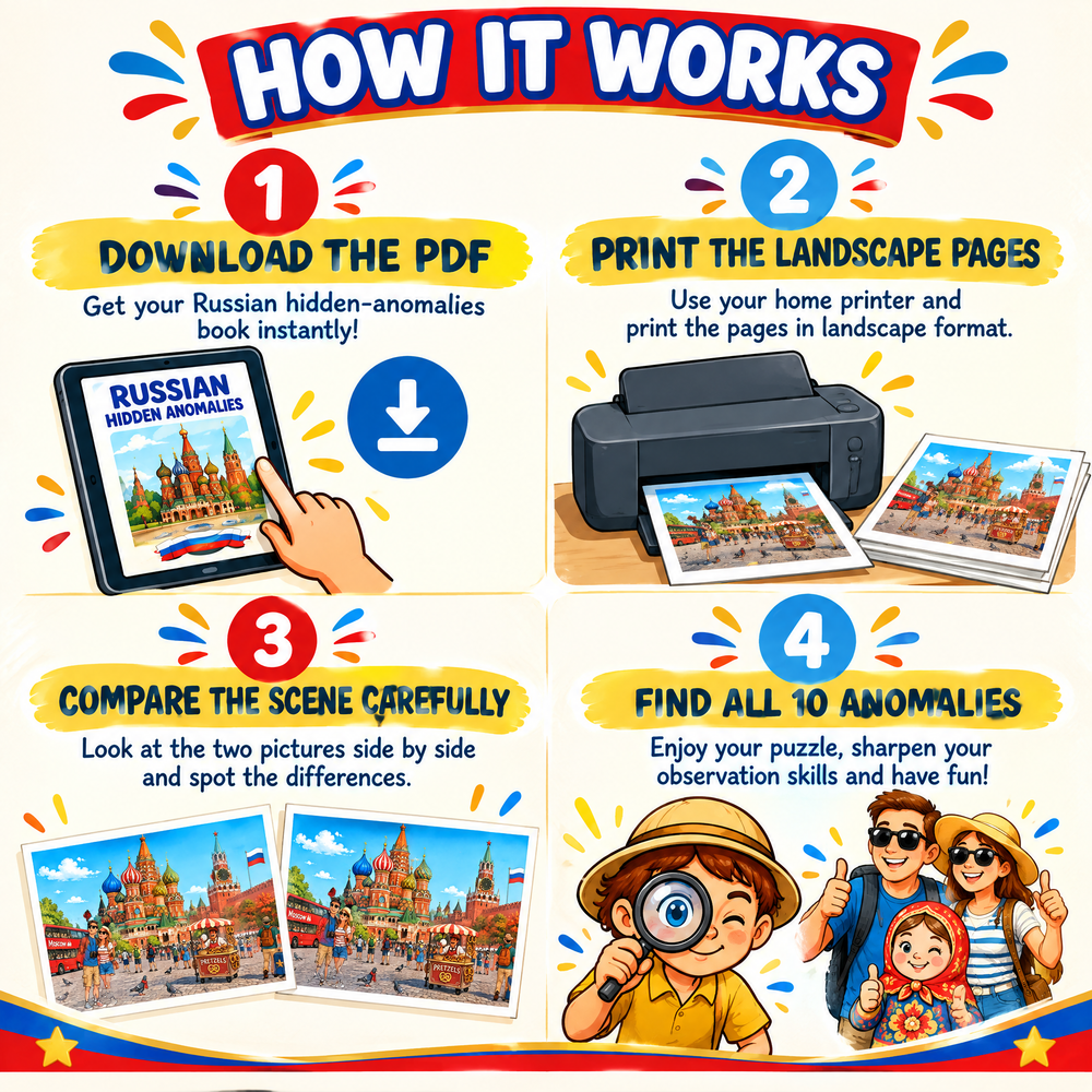 Russia Find the Mistakes – Printable Activity Book