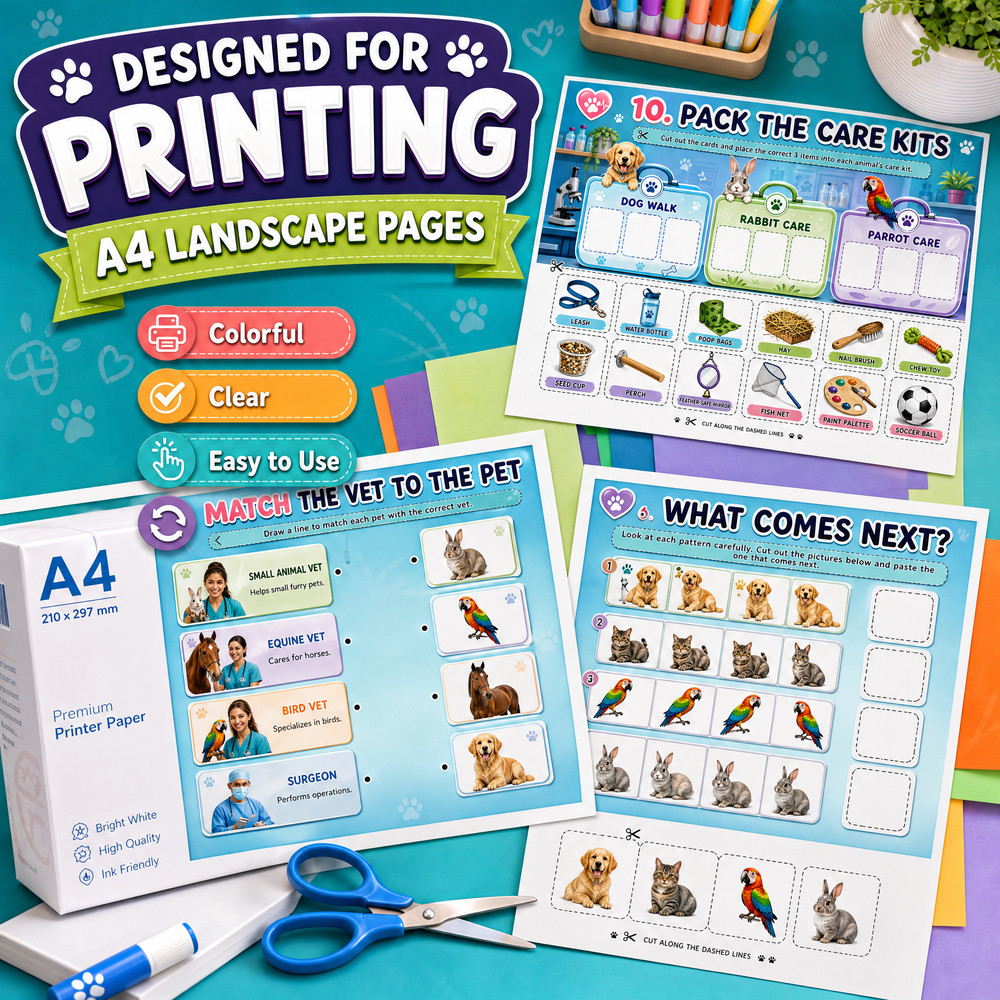 Veterinary Challenges – Printable Puzzle Activity Book