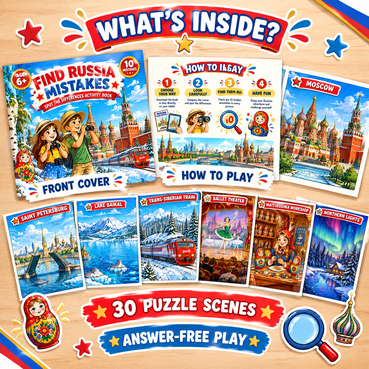 Russia Find the Mistakes – Printable Activity Book