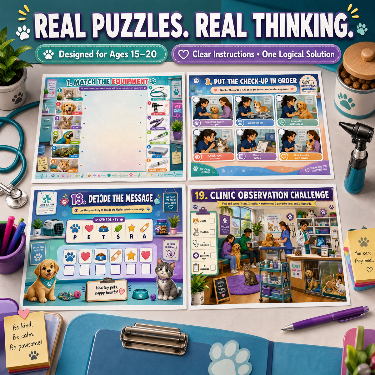 Veterinary Challenges – Printable Puzzle Activity Book