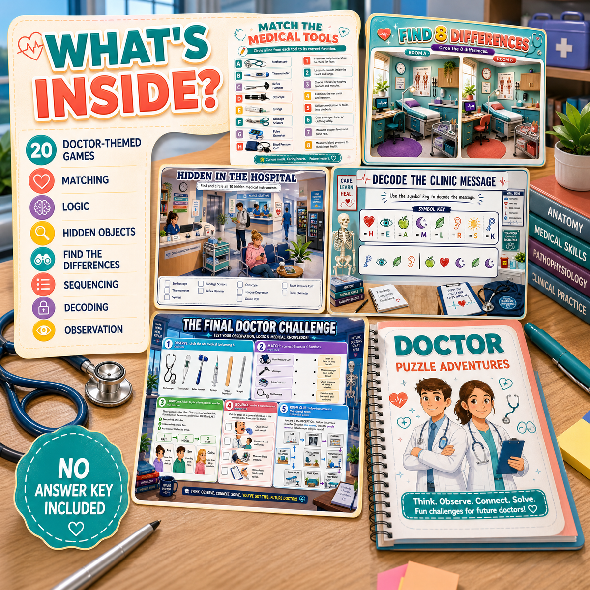 Doctor Puzzle Adventures: 20 Printable Logic Games for Teens