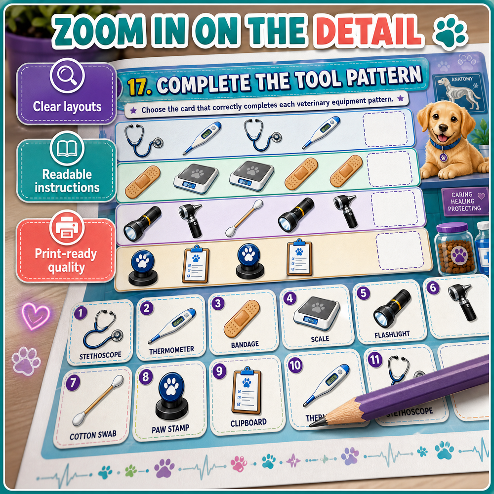 Veterinary Challenges – Printable Puzzle Activity Book
