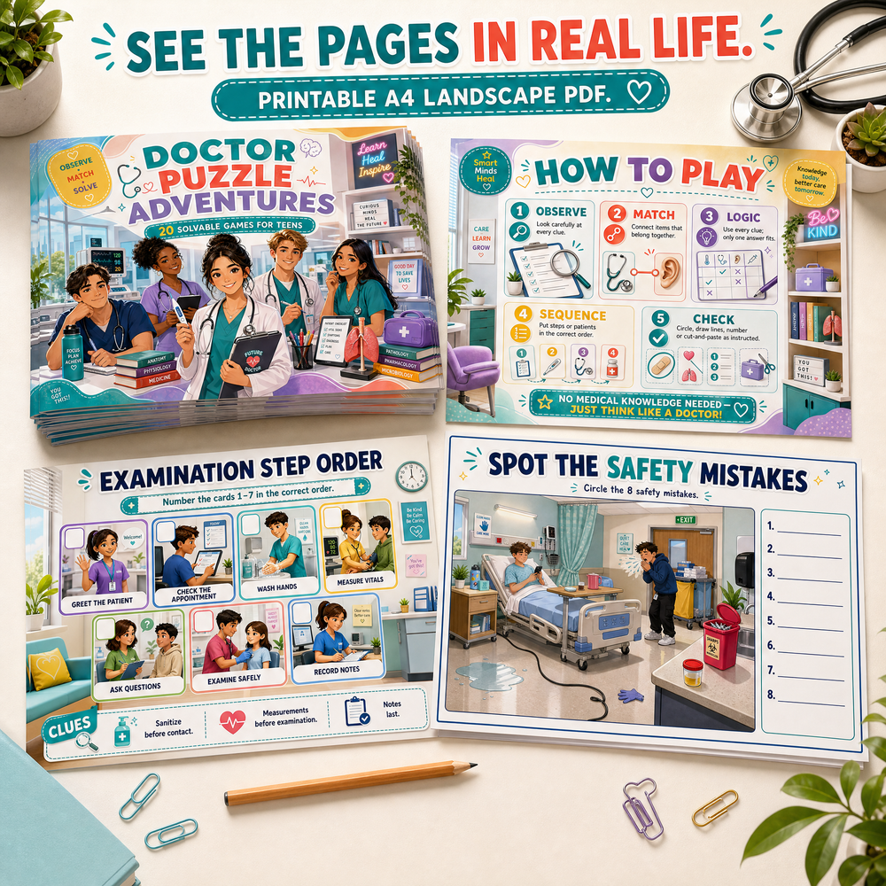 Doctor Puzzle Adventures: 20 Printable Logic Games for Teens