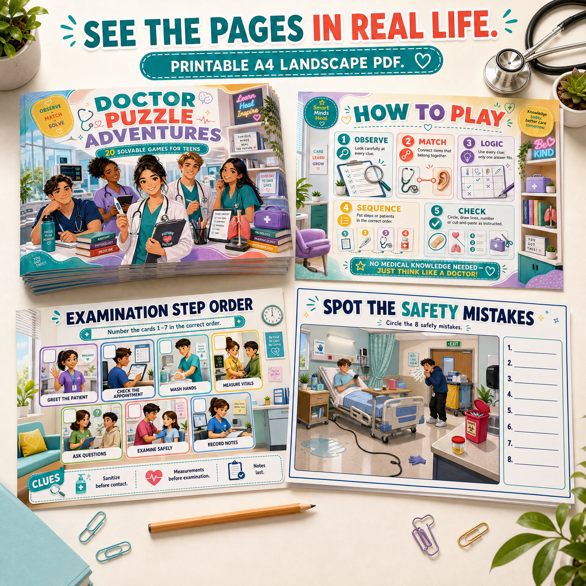 Doctor Puzzle Adventures: 20 Printable Logic Games for Teens