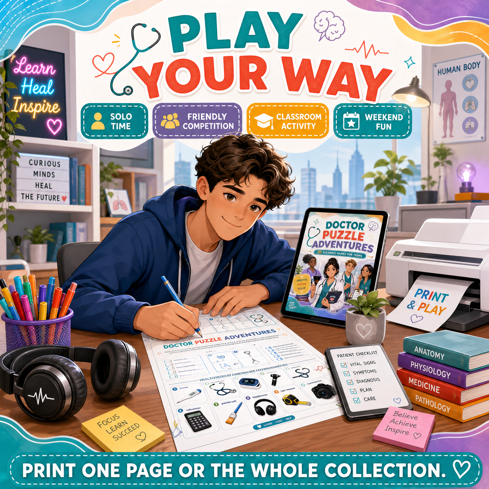 Doctor Puzzle Adventures: 20 Printable Logic Games for Teens