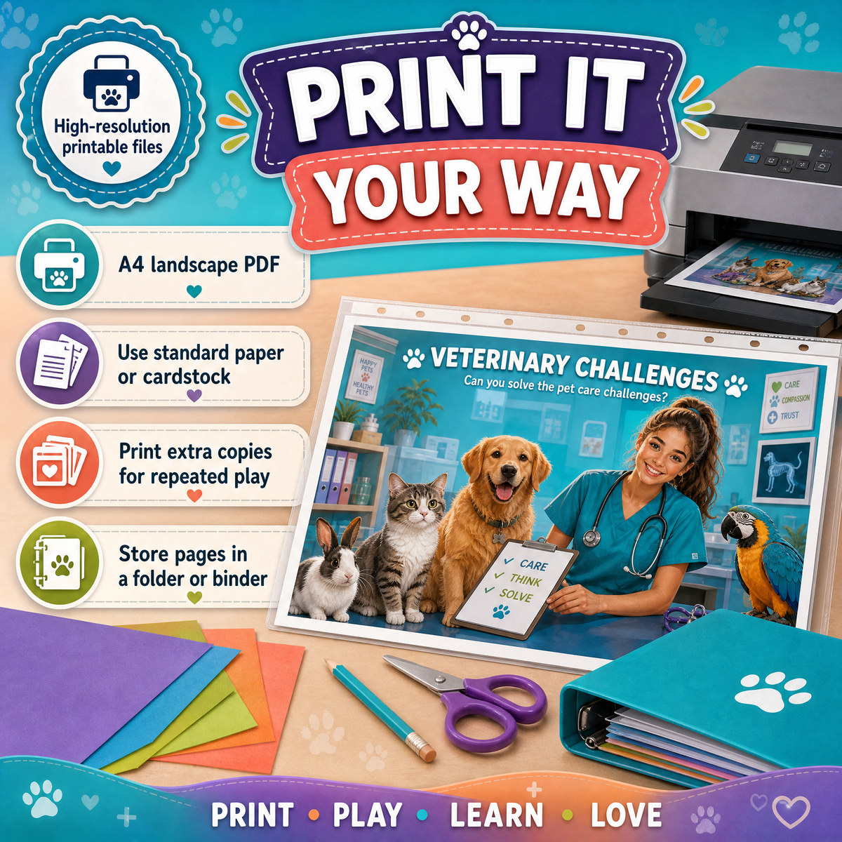Veterinary Challenges – Printable Puzzle Activity Book