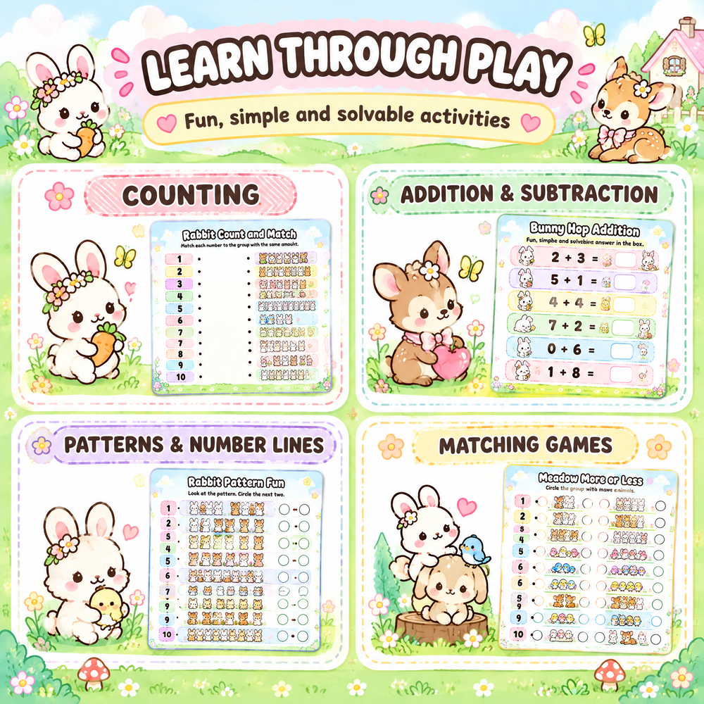 Cozy Animal Number Games – Printable Math Activities for Kids Ages 4–7