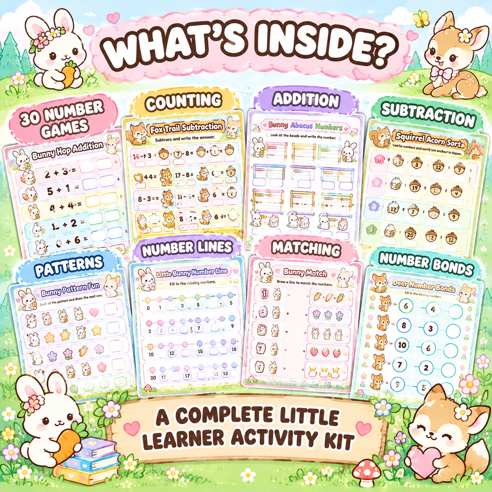 Cozy Animal Number Games – Printable Math Activities for Kids Ages 4–7