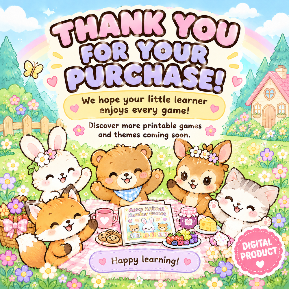 Cozy Animal Number Games – Printable Math Activities for Kids Ages 4–7