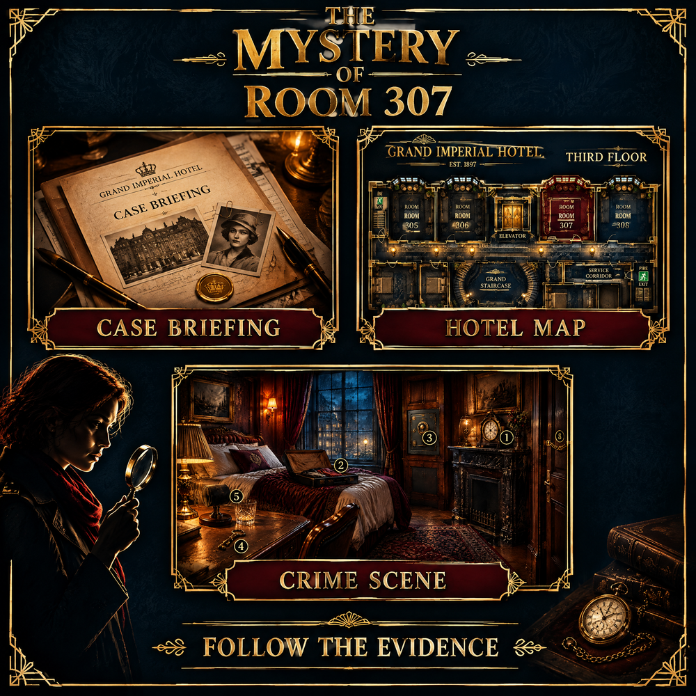 The Mystery of Room 307 — Printable Murder Mystery Game