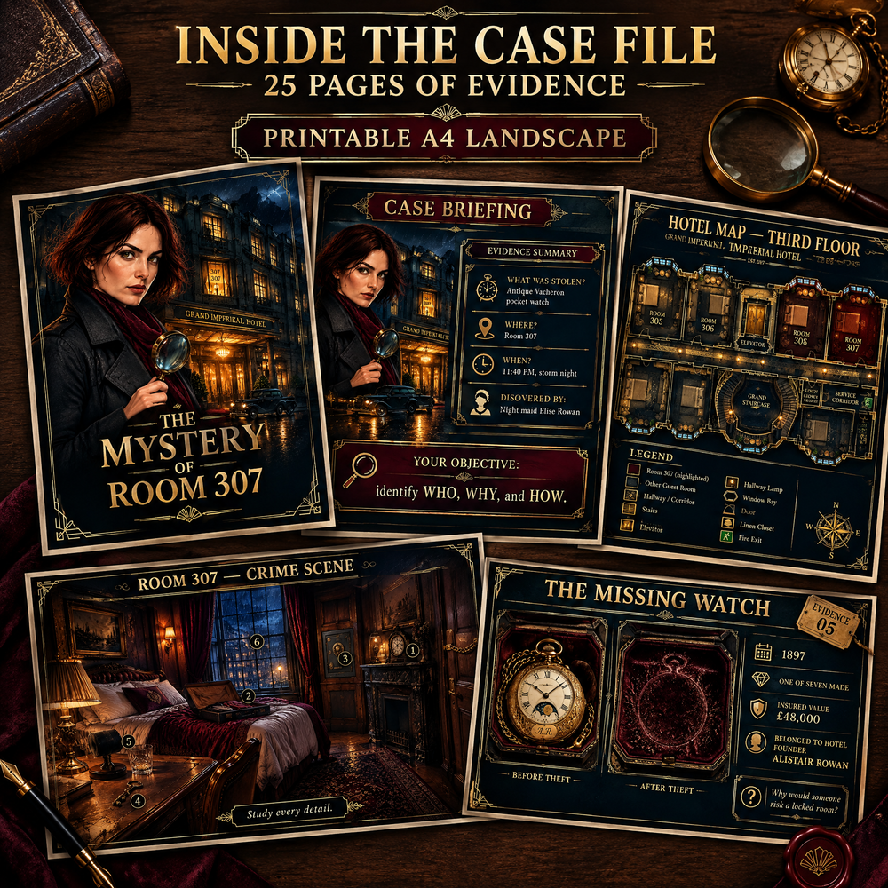 The Mystery of Room 307 — Printable Murder Mystery Game