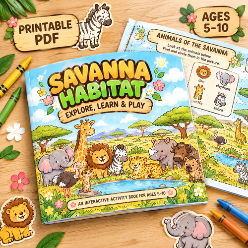 Savanna Habitat — Interactive Activity Book for Kids Ages 5–10
