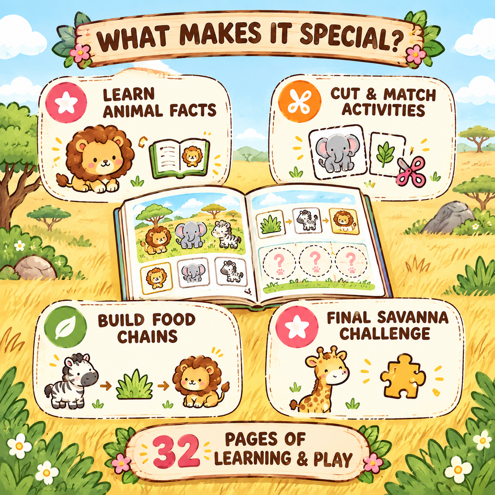 Savanna Habitat — Interactive Activity Book for Kids Ages 5–10