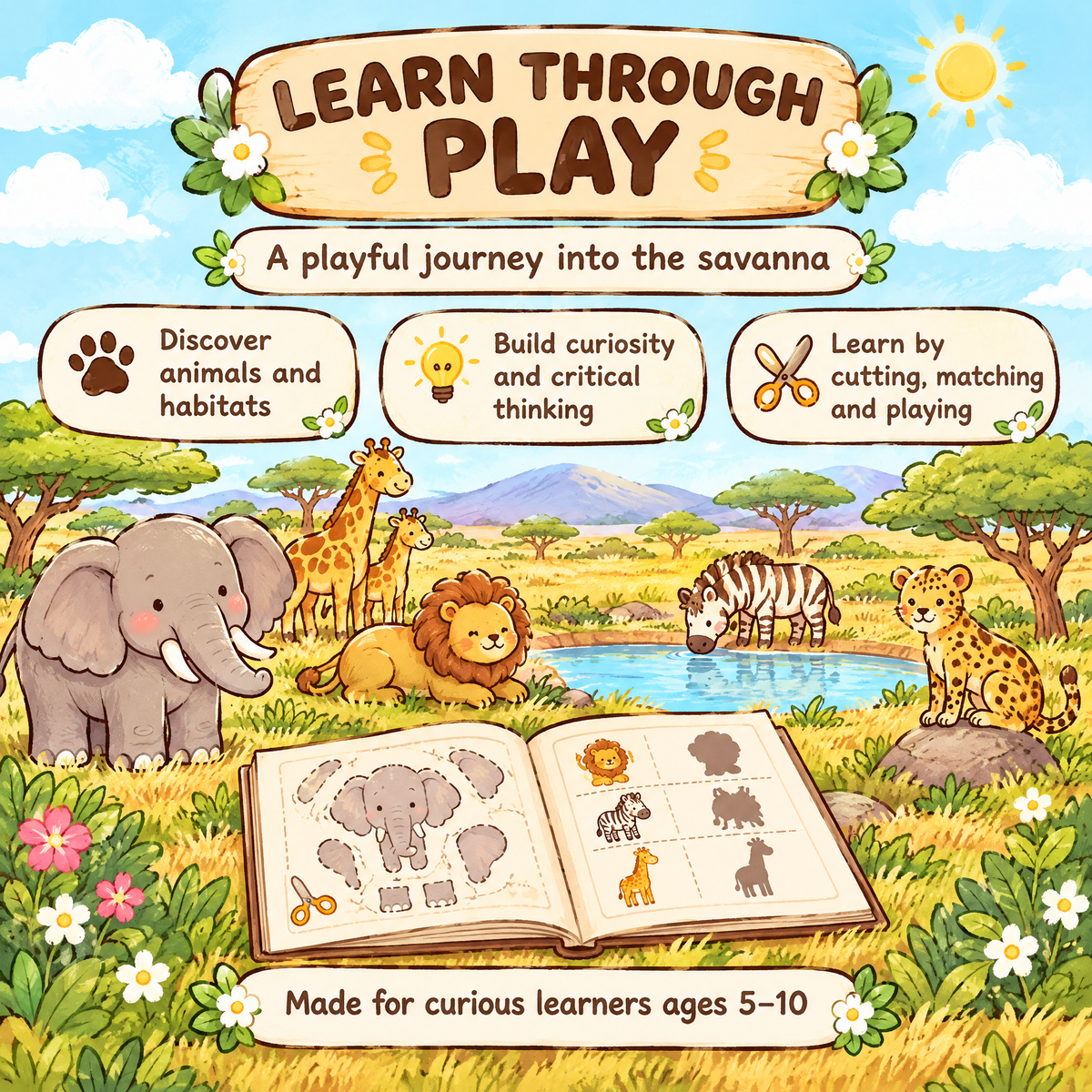 Savanna Habitat — Interactive Activity Book for Kids Ages 5–10