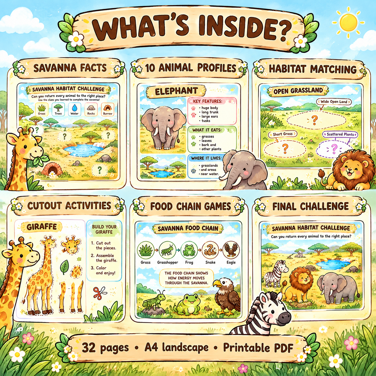 Savanna Habitat — Interactive Activity Book for Kids Ages 5–10